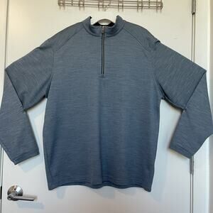 Cypress Club MEN'S 1/4Zip Long Sleeve Textured Performance Shirt Blue Size L